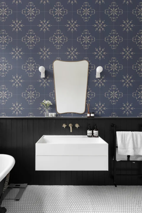 Navy Azulejo Tile Pattern Mural