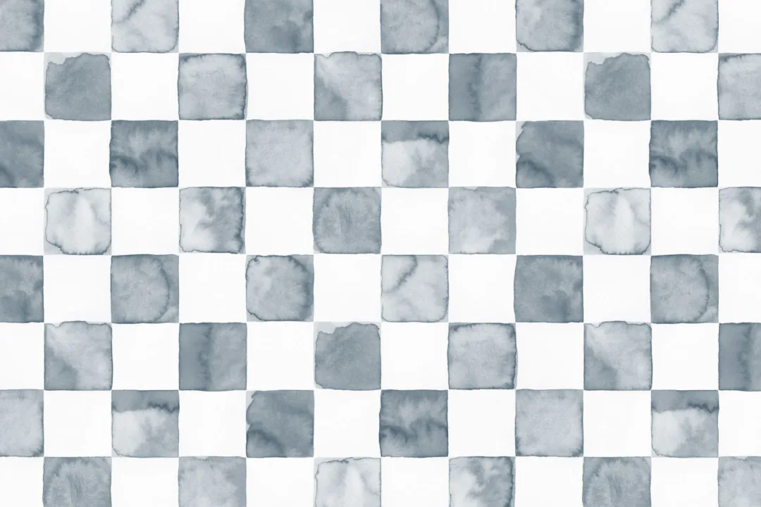 Papel Pintado Damero Blanco y Azul