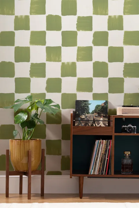 Papel Pintado Damero Verde
