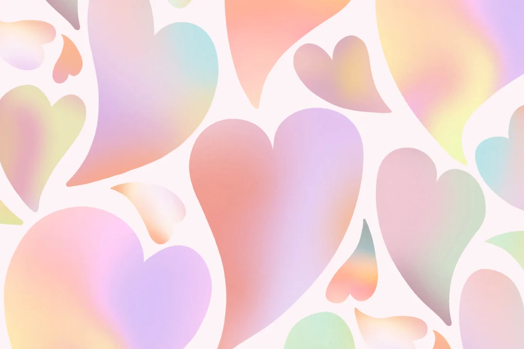 Rainbow Psychedelic Heart Print Wallpaper