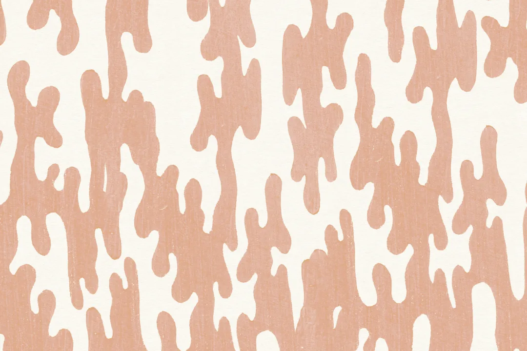 Coral Japanese Wood Block Print Style Wallpaper
