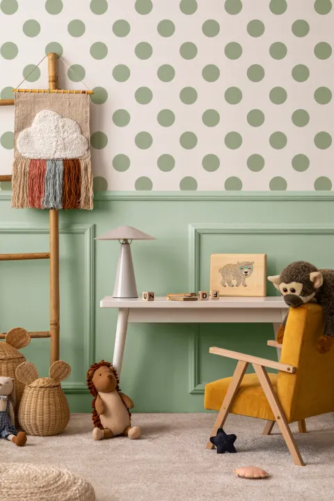 Green Polka Dot Retro Pattern Wallpaper Mural
