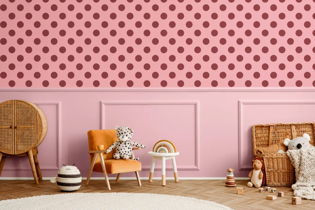 Pink And Red Polka Dot Pattern Wall Mural