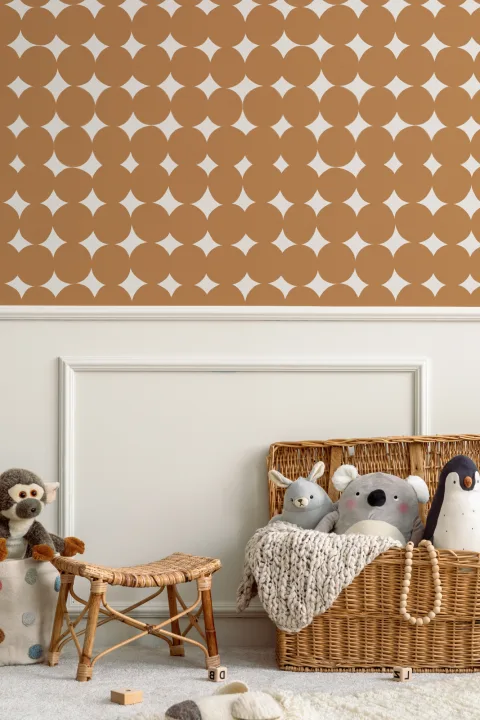Orange Geometric Retro Pattern Wallpaper Mural