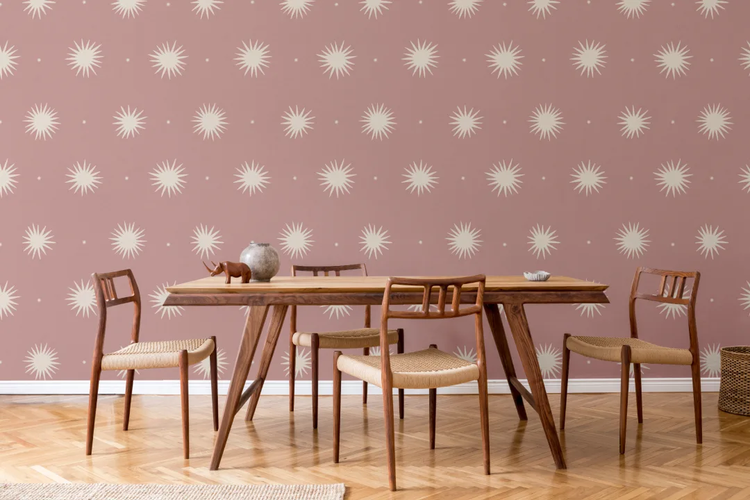 Pink Celestial Pattern Wallpaper For A Calm Mural