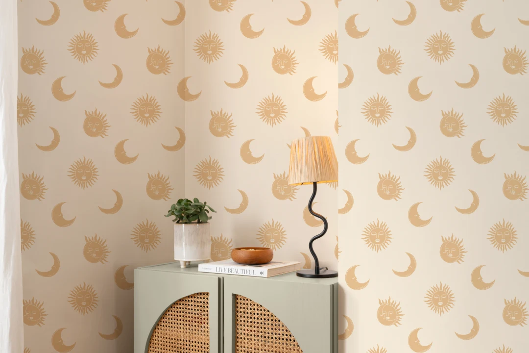 Geel Zon & Maan Boho Behang