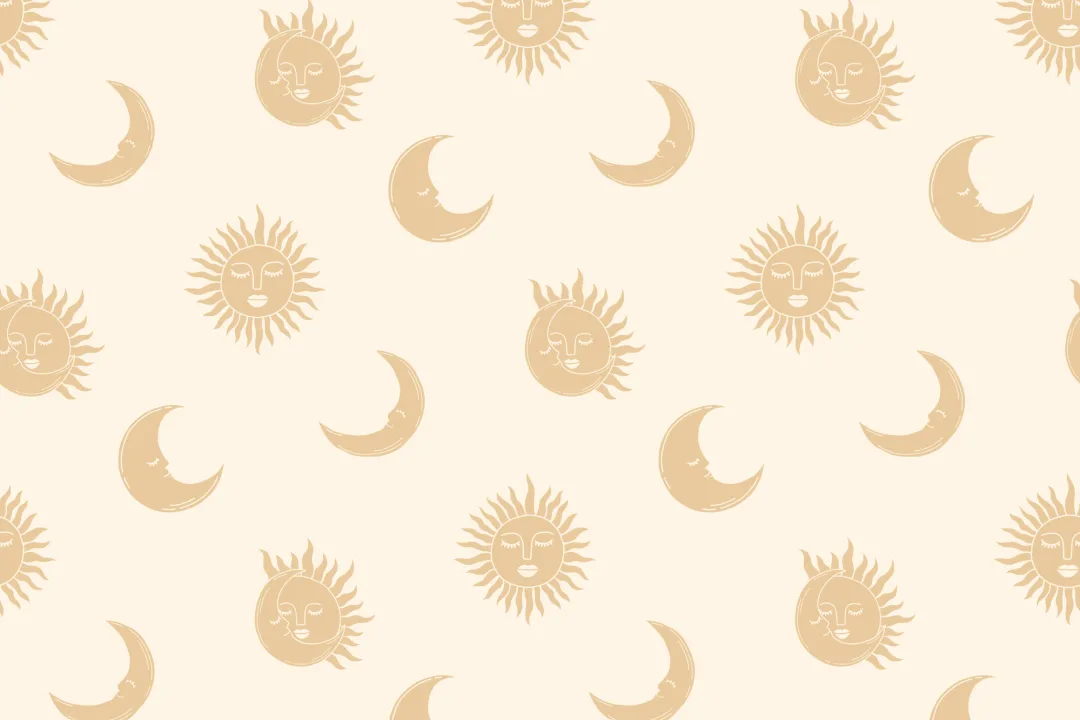 Yellow Sun & Moon Boho Wallpaper