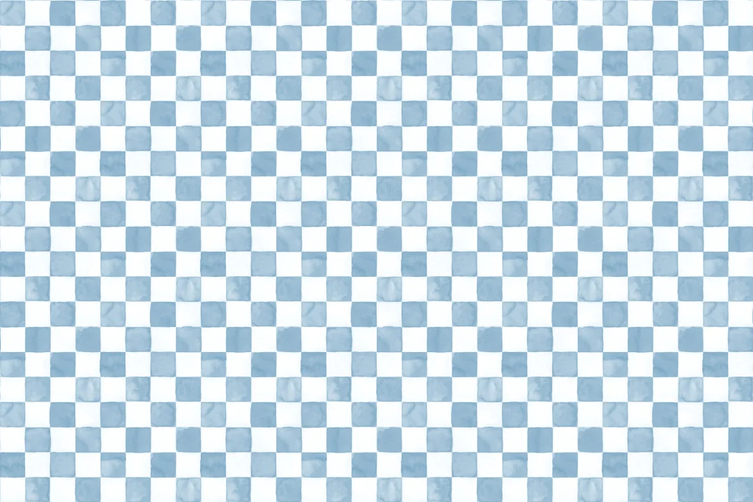 Blue Watercolor Checkered Tile Mural