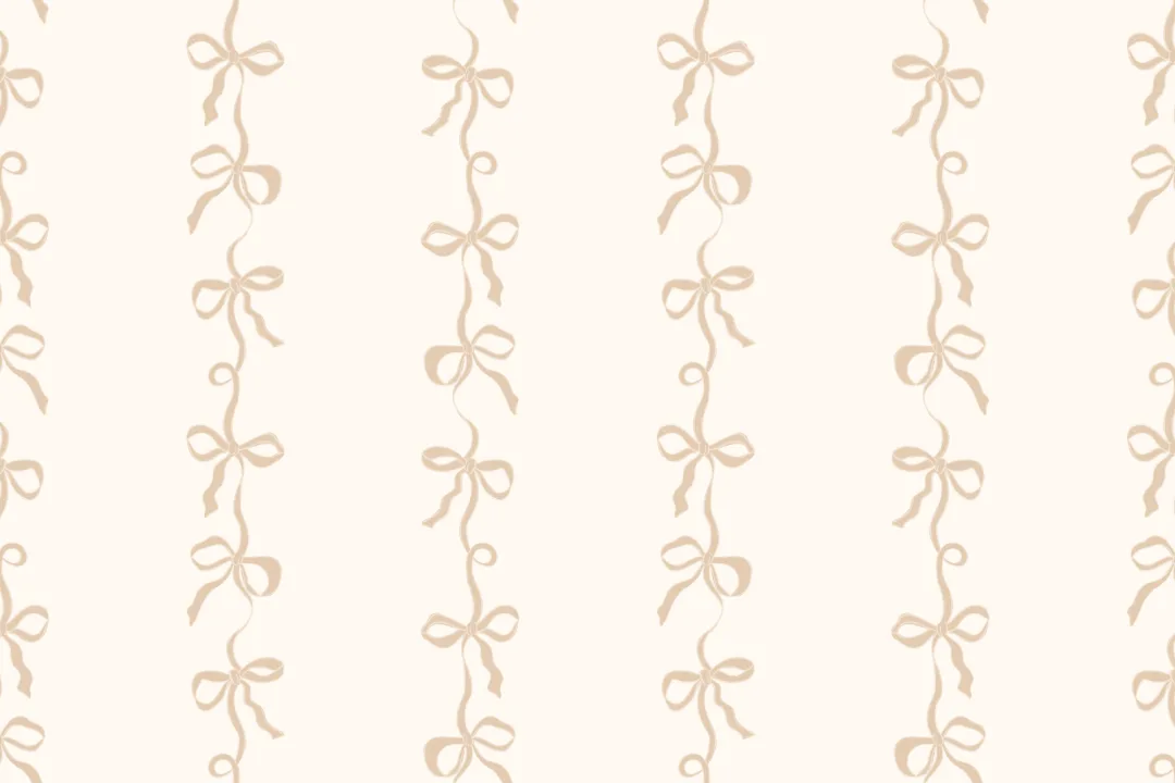 Neutral Ribbon Bow Stripes Mural