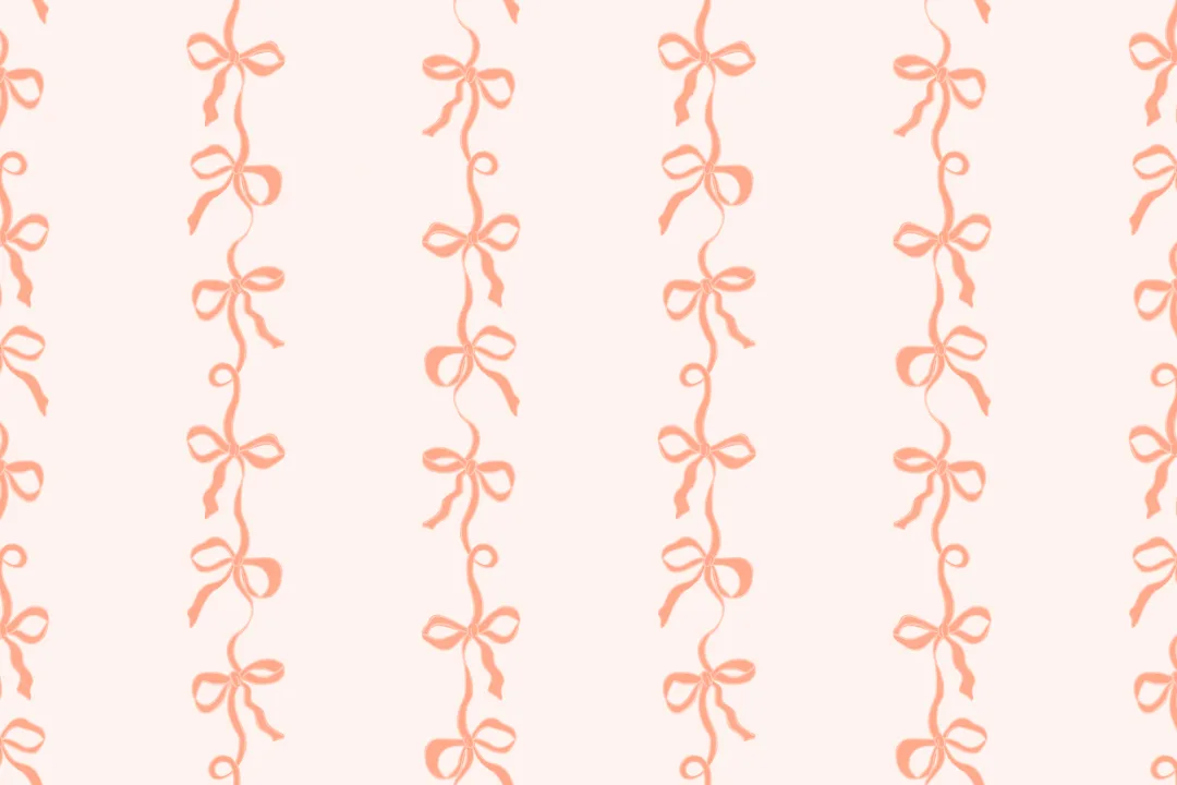 Peach Ribbon Bow Stripes Mural