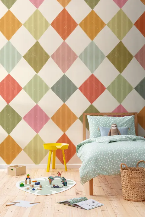 Bright Multi Stripe Harlequin Mural