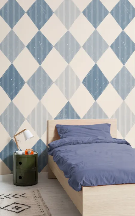 Blue Stripe Harlequin Mural