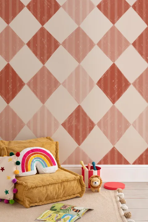 Red Stripe Harlequin Mural