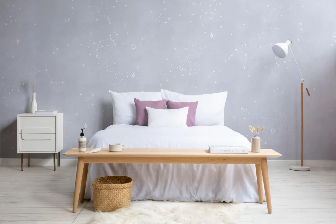 Lilac & White Zodiac Constellation Wallpaper Mural