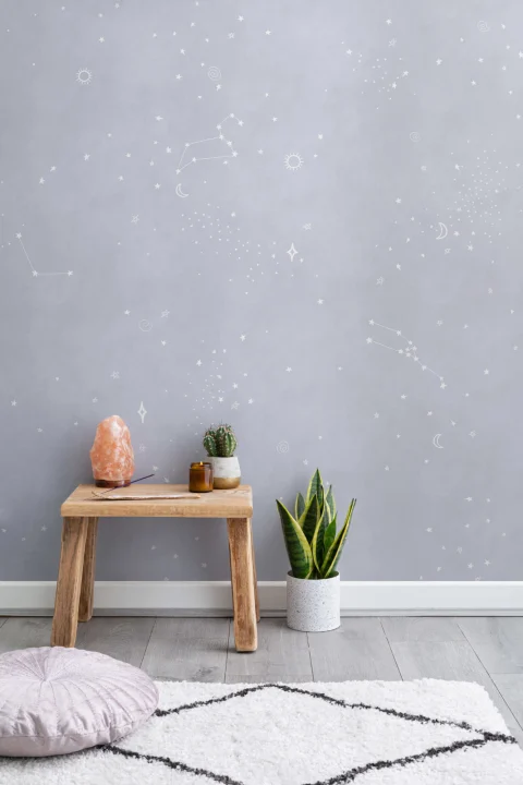 Lilac & White Zodiac Constellation tapetmaleri