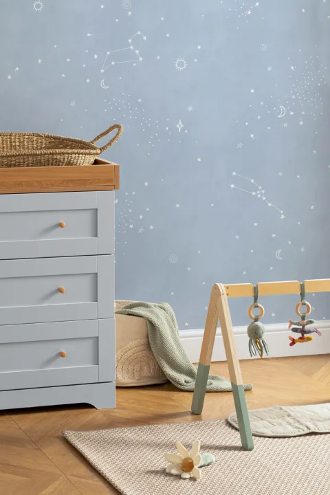Niebiesko-biała fototapeta z motywem konstelacji zodiaku