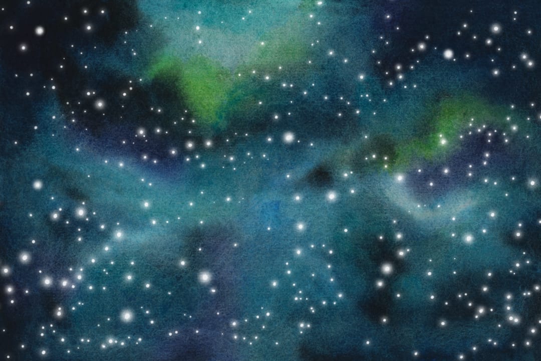 Mural galaxia en azul oscuro