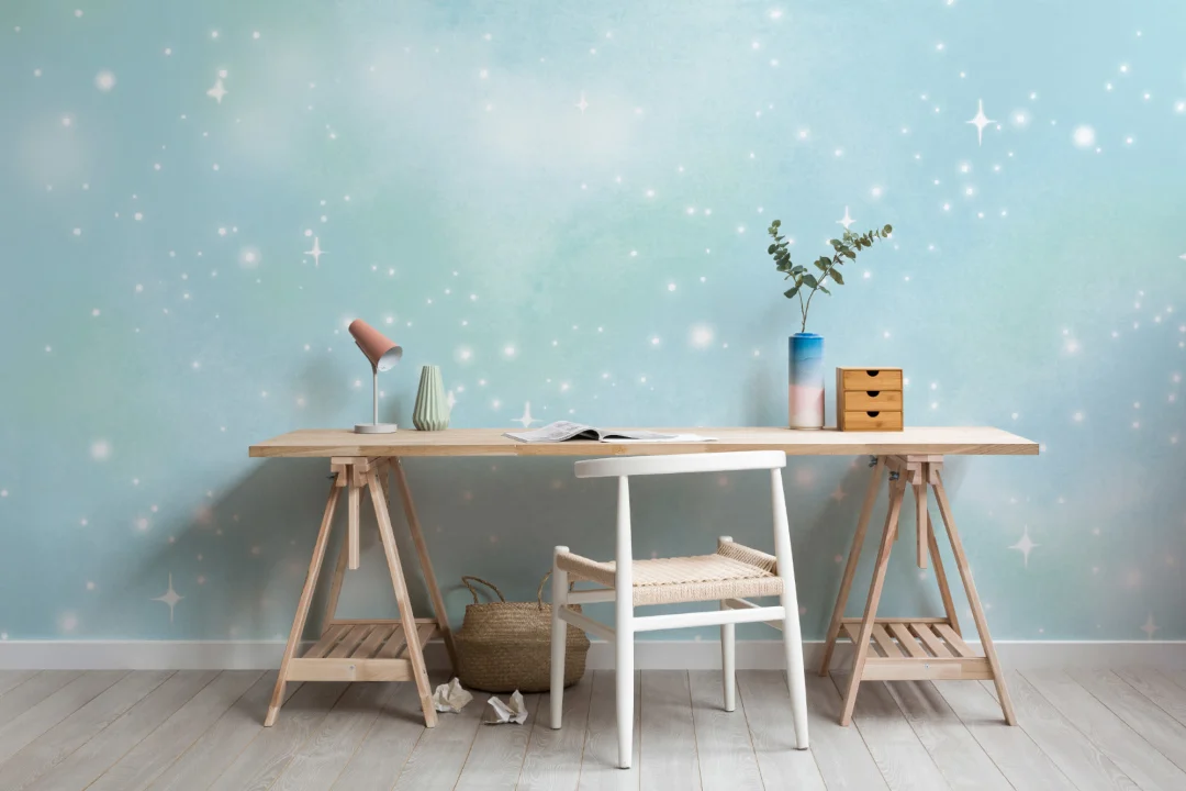 Mural galaxia en celeste