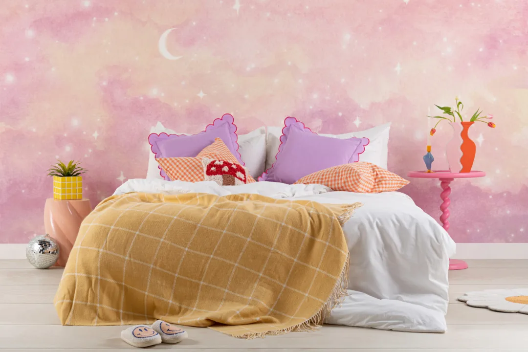 Pink Sunset Starry Sky Wallpaper Mural