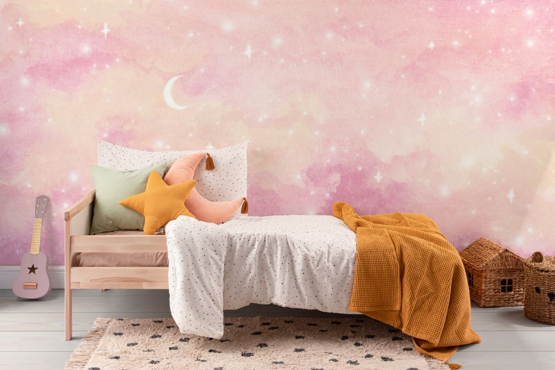 Pink Sunset Starry Sky Wallpaper Mural