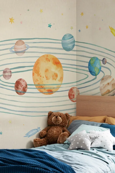 Multicolor Galactic Space Adventure Kids' Mural