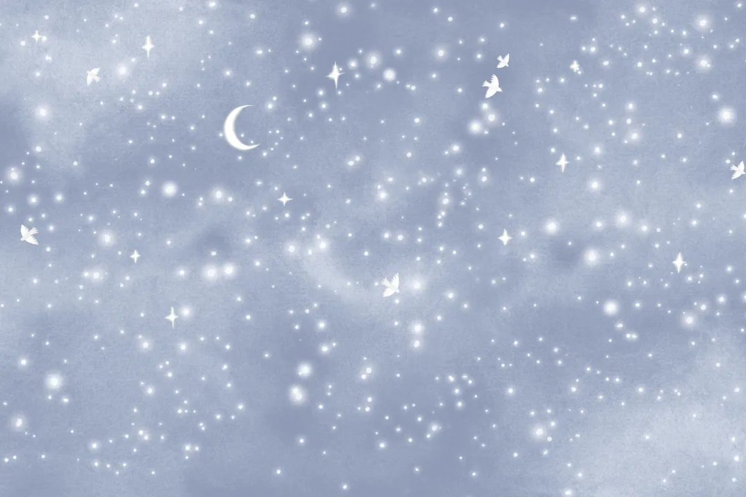 Blue Watercolor Galaxy & Doves Mural