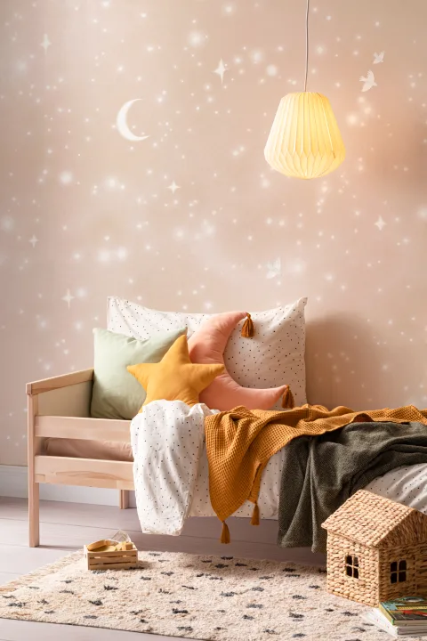 Peach Watercolor Galaxy & Doves Mural