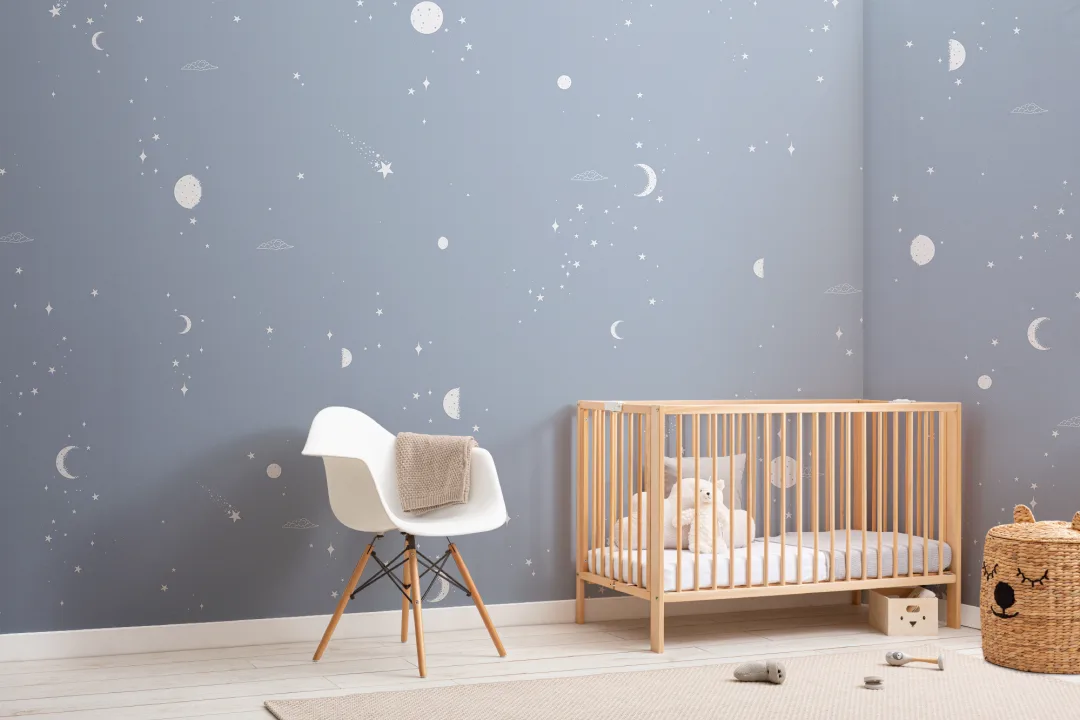 Blue & White Moon & Stars Mural
