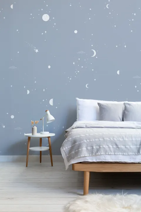 Albastru Alb Luna Stele murale