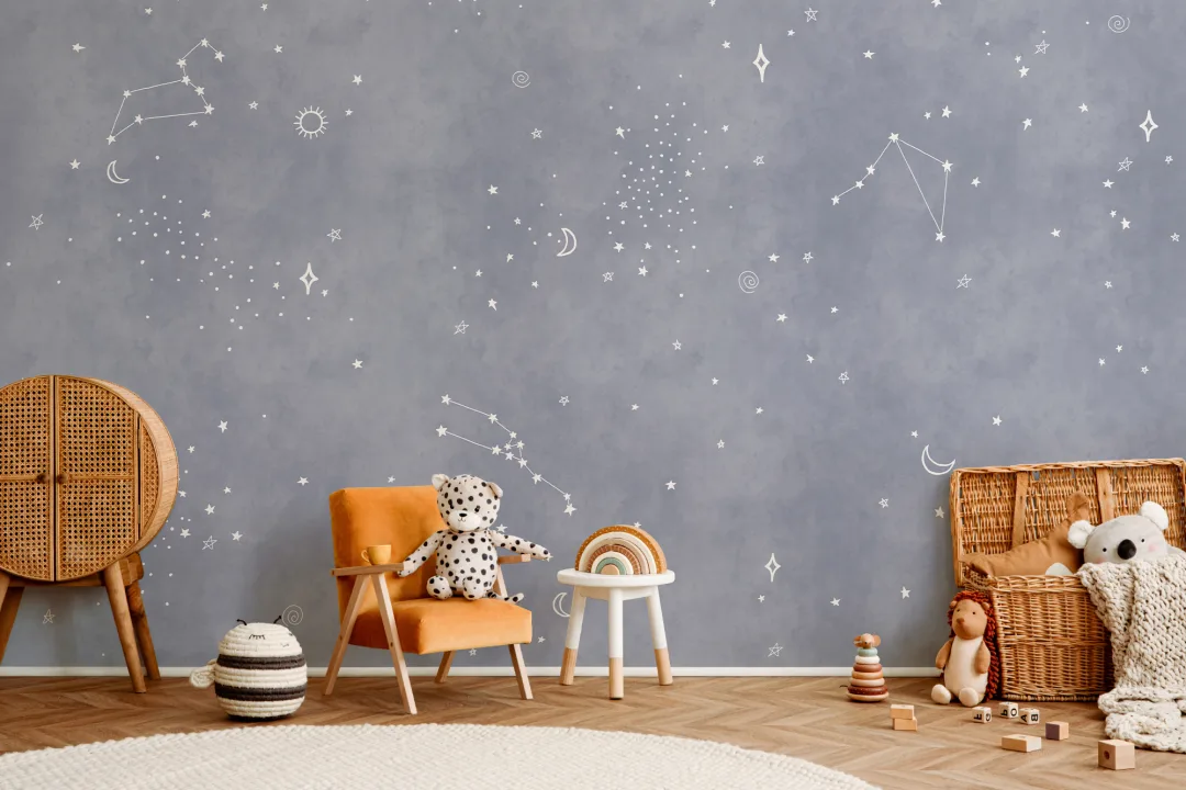 Navy & White Zodiac Constellation Mural