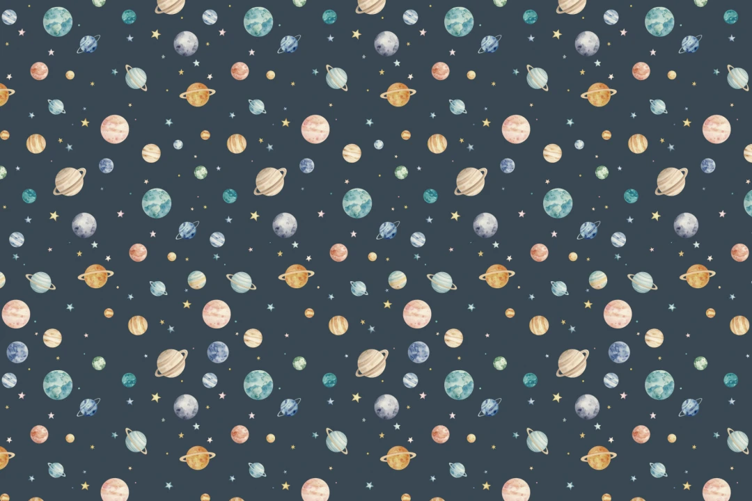 Mural de pared infantil Cosmos planetario de aventuras multicolor