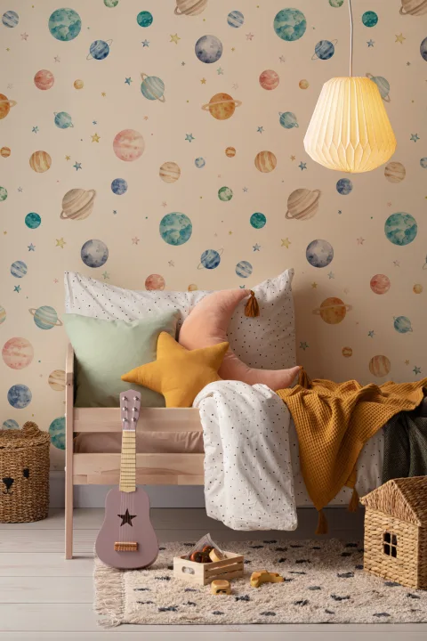 Papier peint multicolore de l'aventure spatiale
