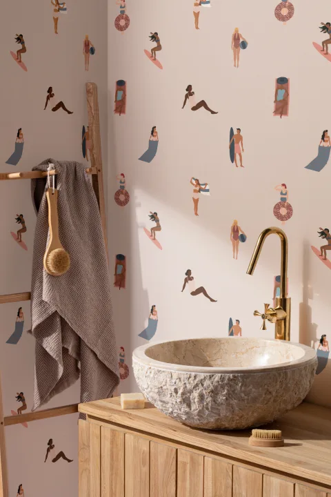 Cream Beach Life Seaside Repeat Pattern Wallpaper