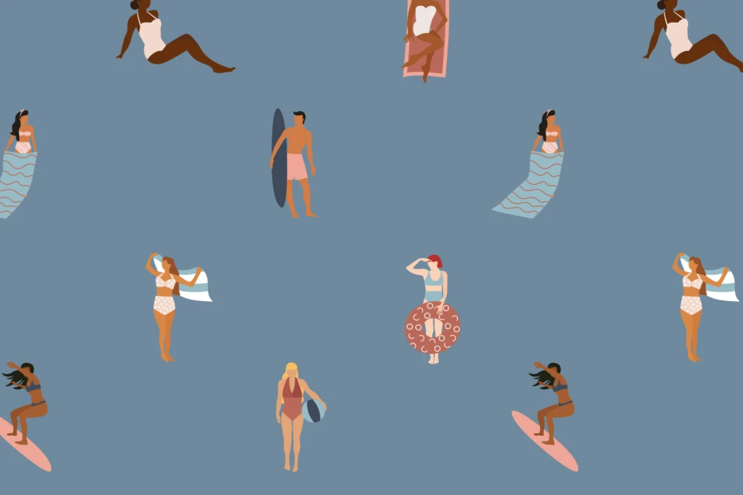 Blue Beach Life Seaside Repeat Pattern Wallpaper