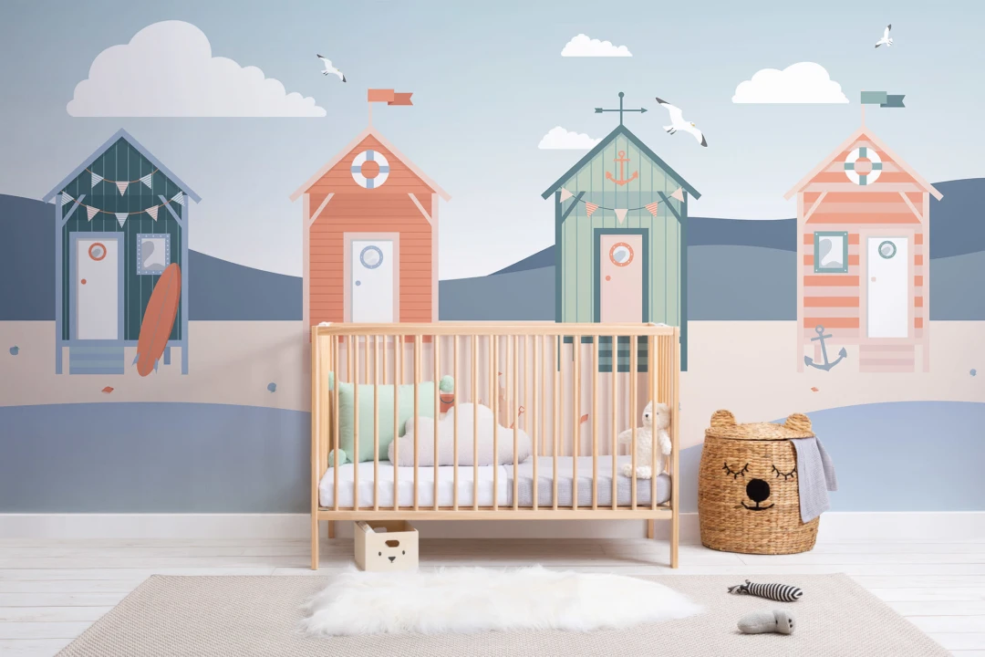 Beach Hut Seaside Wallpaper Mural