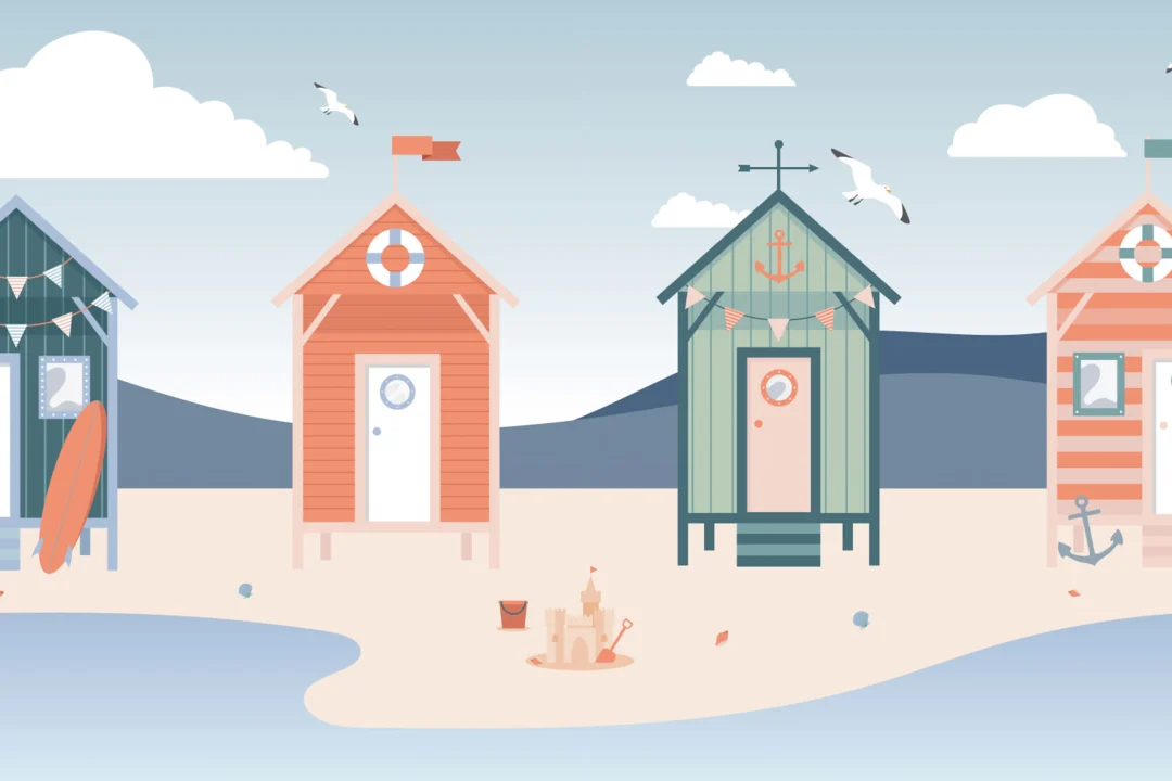 Beach Hut Seaside Wallpaper Mural