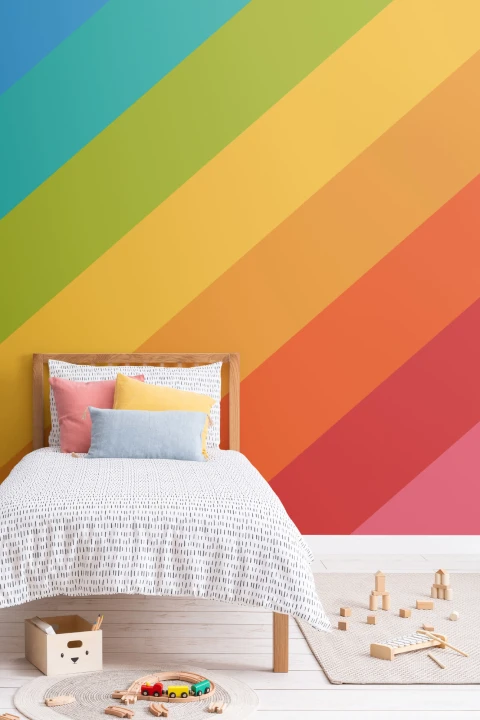 Mural Papel Pintado Rayas Anchas del Arcoiris
