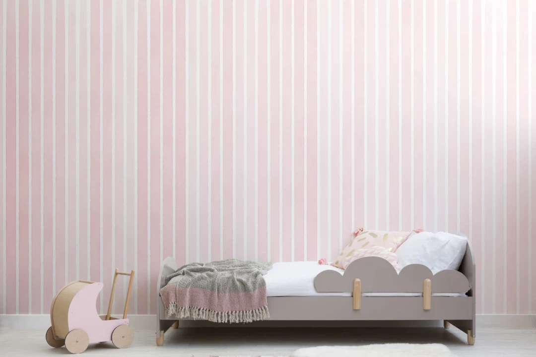 Pale Pink Watercolor Striped Wallpaper Mural