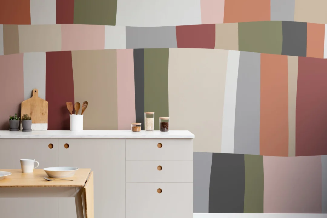 Modern Colour Block Stripes Wallpaper Mural
