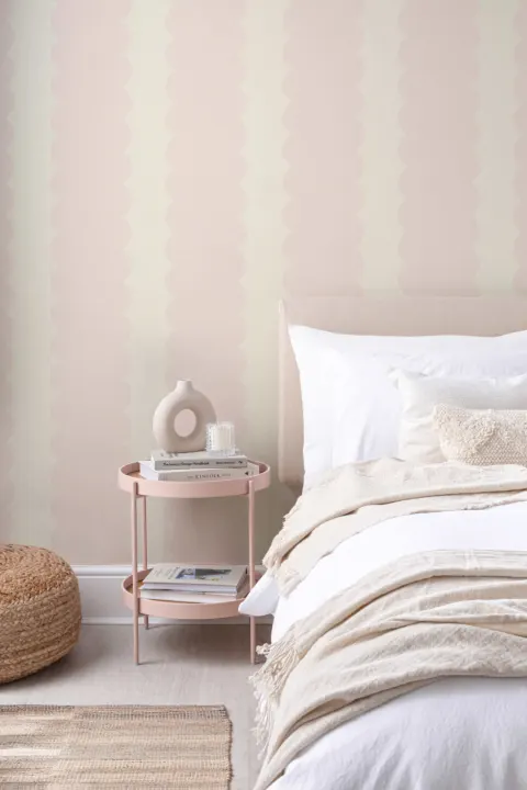 Pastel Pink Scalloped Stripes Wall Mural