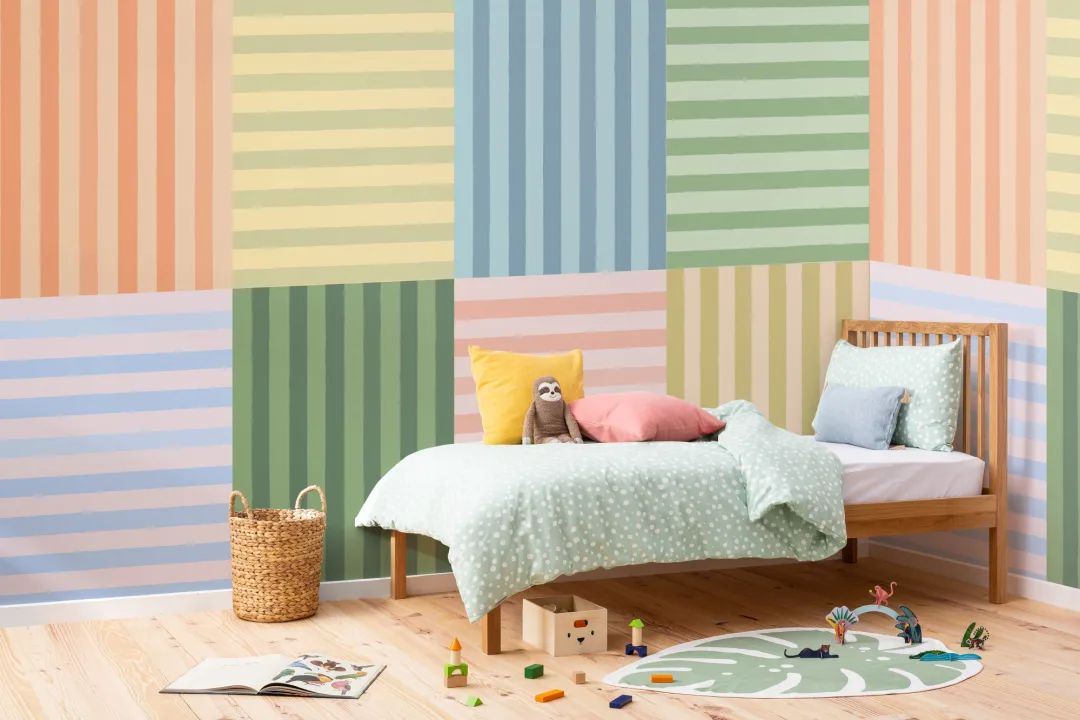 Hand Painted Patchwork Stripes Mural