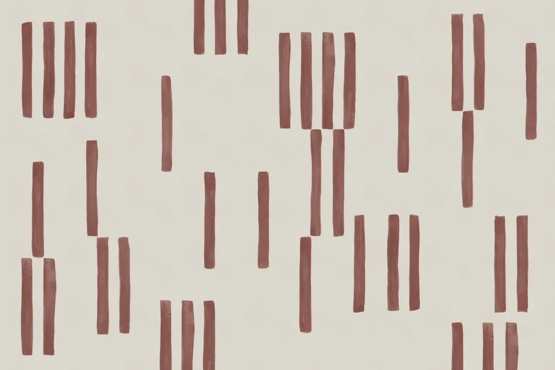 Hand Painted Line Geometric Mural in Terracotta