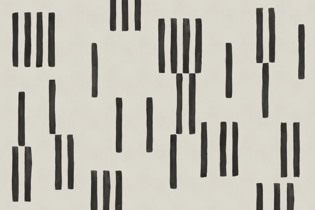 Handmålad geometrisk mural-tapeter i svart och vitt