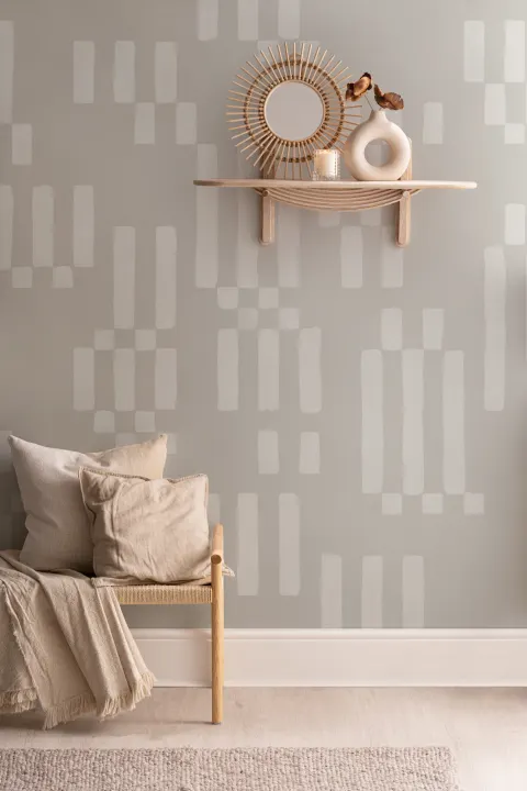 Håndmalt geometrisk fototapet i beige