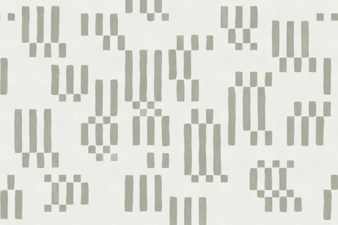Hand Painted Block Geometric Mural in Green