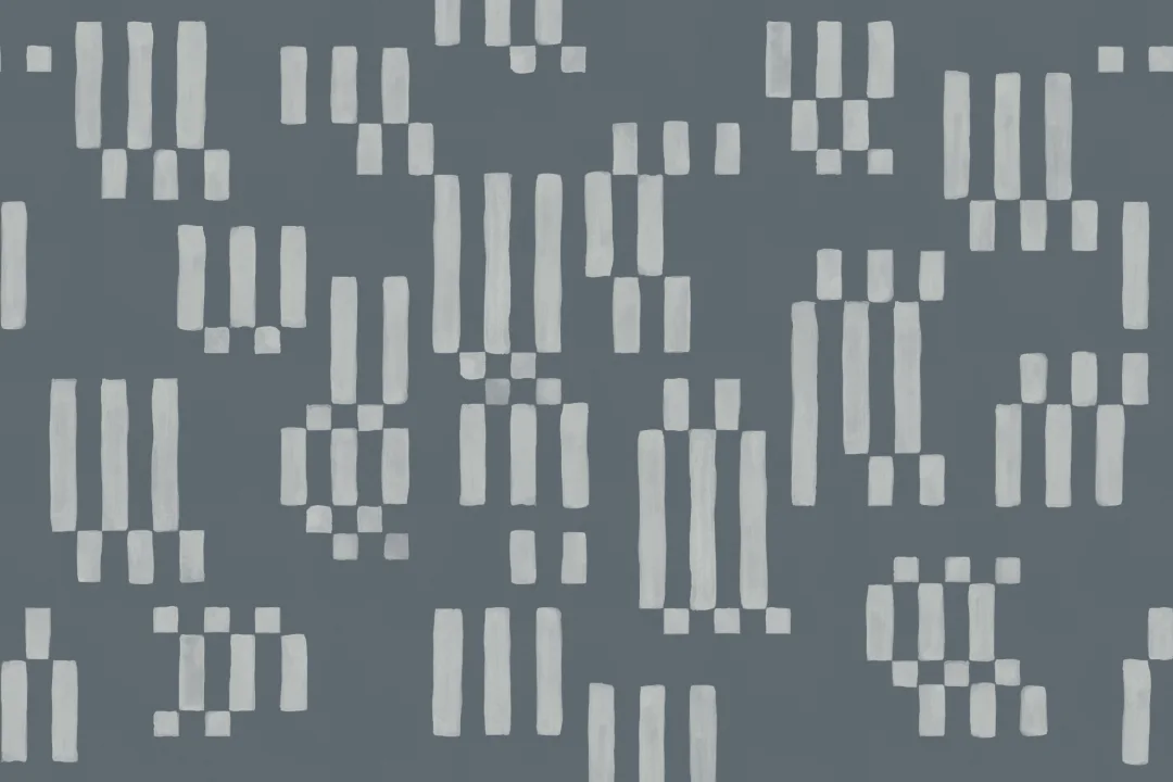 Hand Painted Block Geometric Mural in Muted Blue
