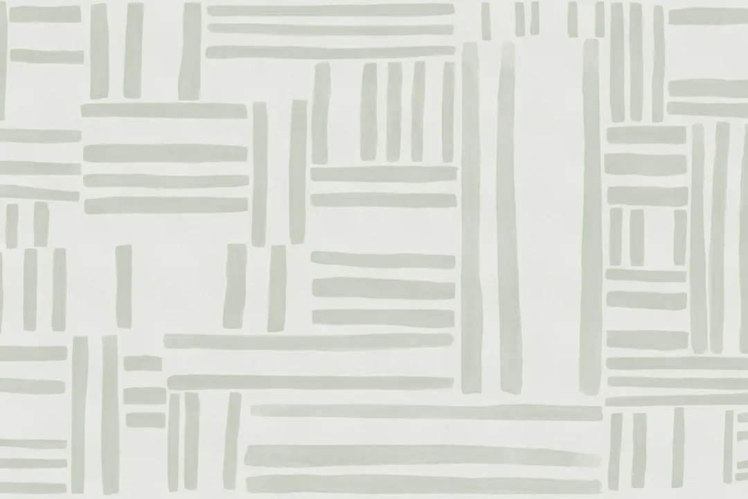 Hand-Painted Geometric Grid Stripe Mural in Green