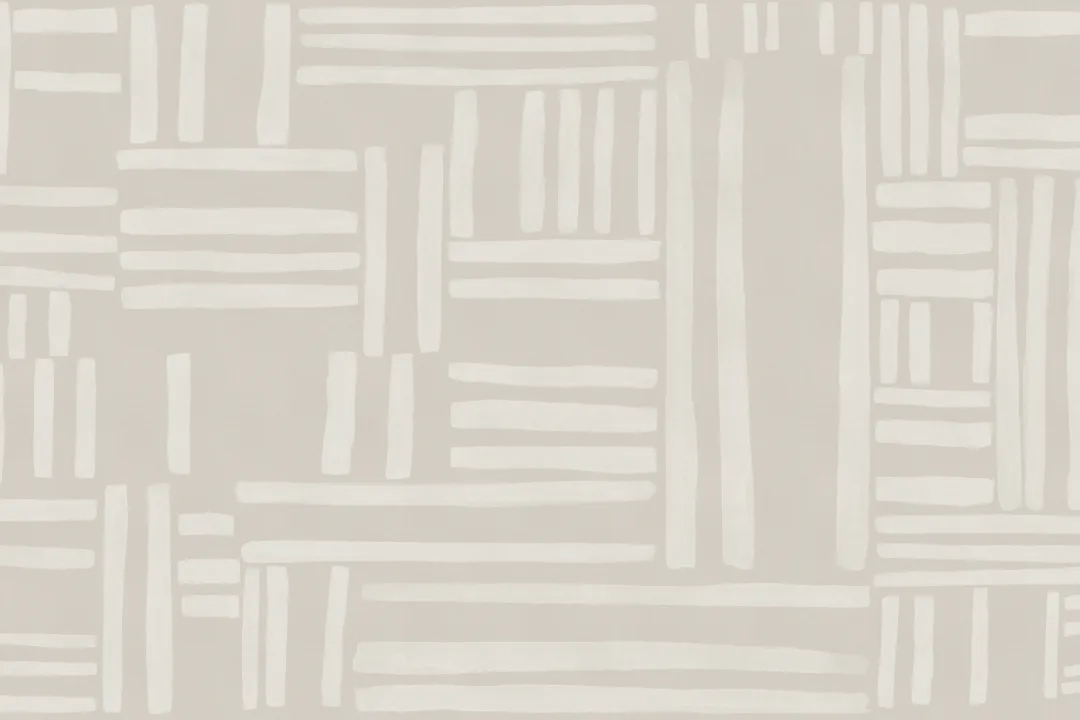 Hand-Painted Geometric Grid Stripe Mural in Beige