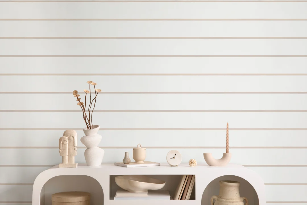 Watercolor Neutral Thin Simple Stripes Horizontal Repeat Pattern Wallpaper