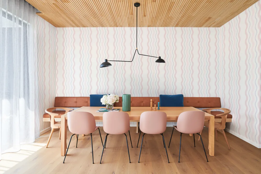Pink Ric Rac Striped Wallpaper